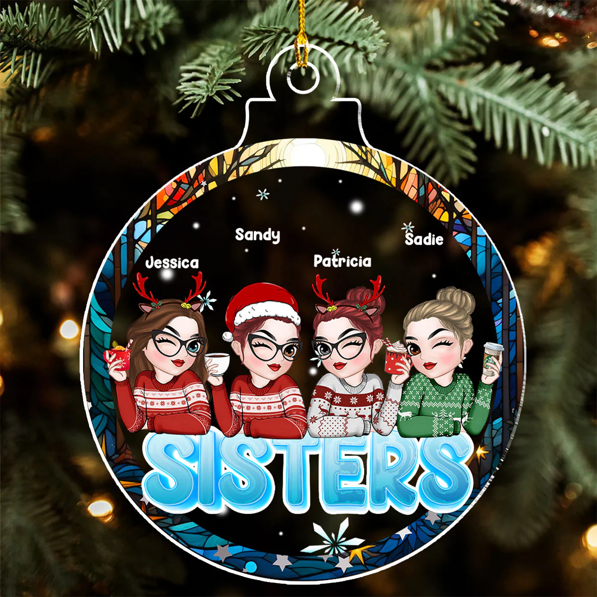 Besties Christmas - Personalized Custom Acrylic Ornament - Image 3