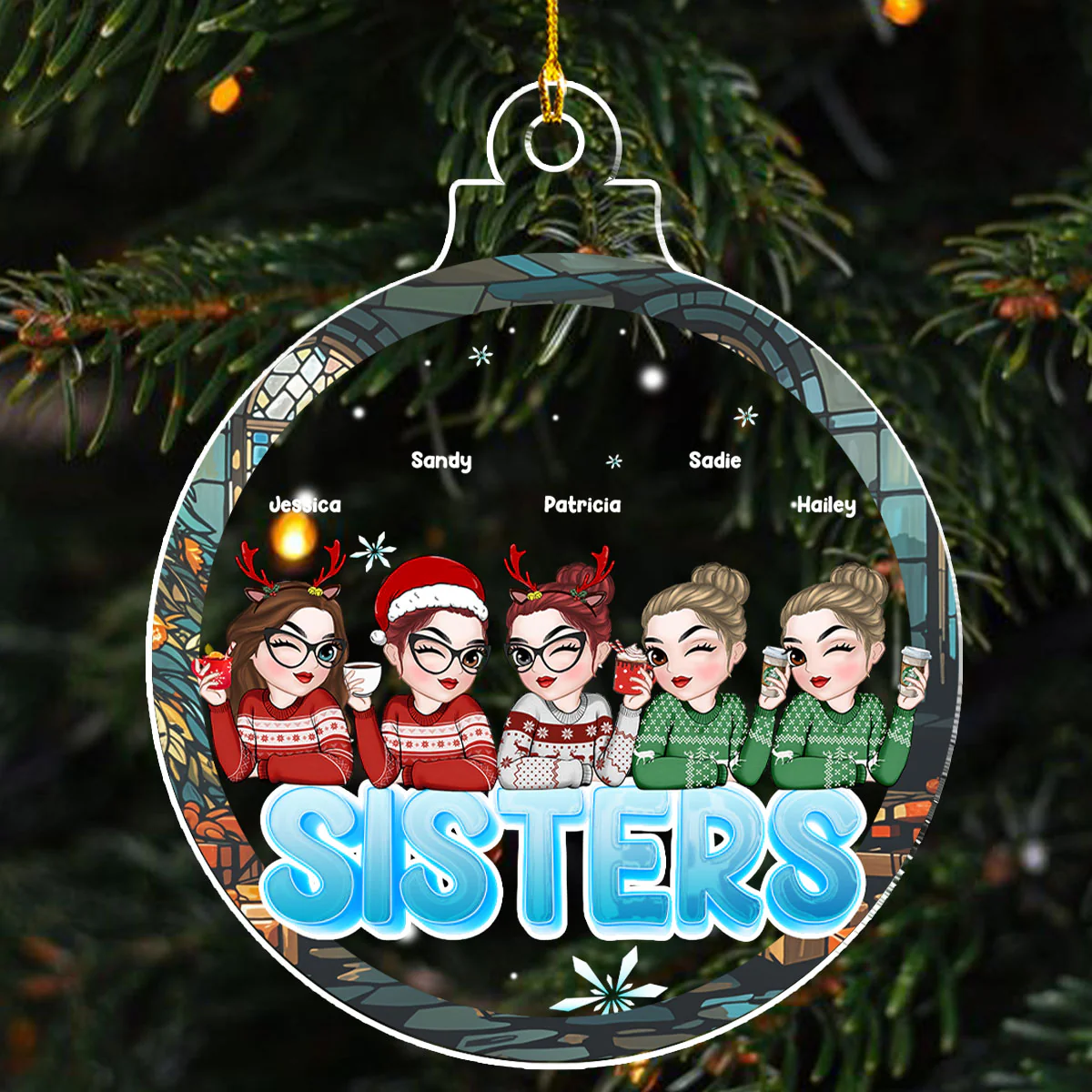 Besties Christmas - Personalized Custom Acrylic Ornament - Image 4