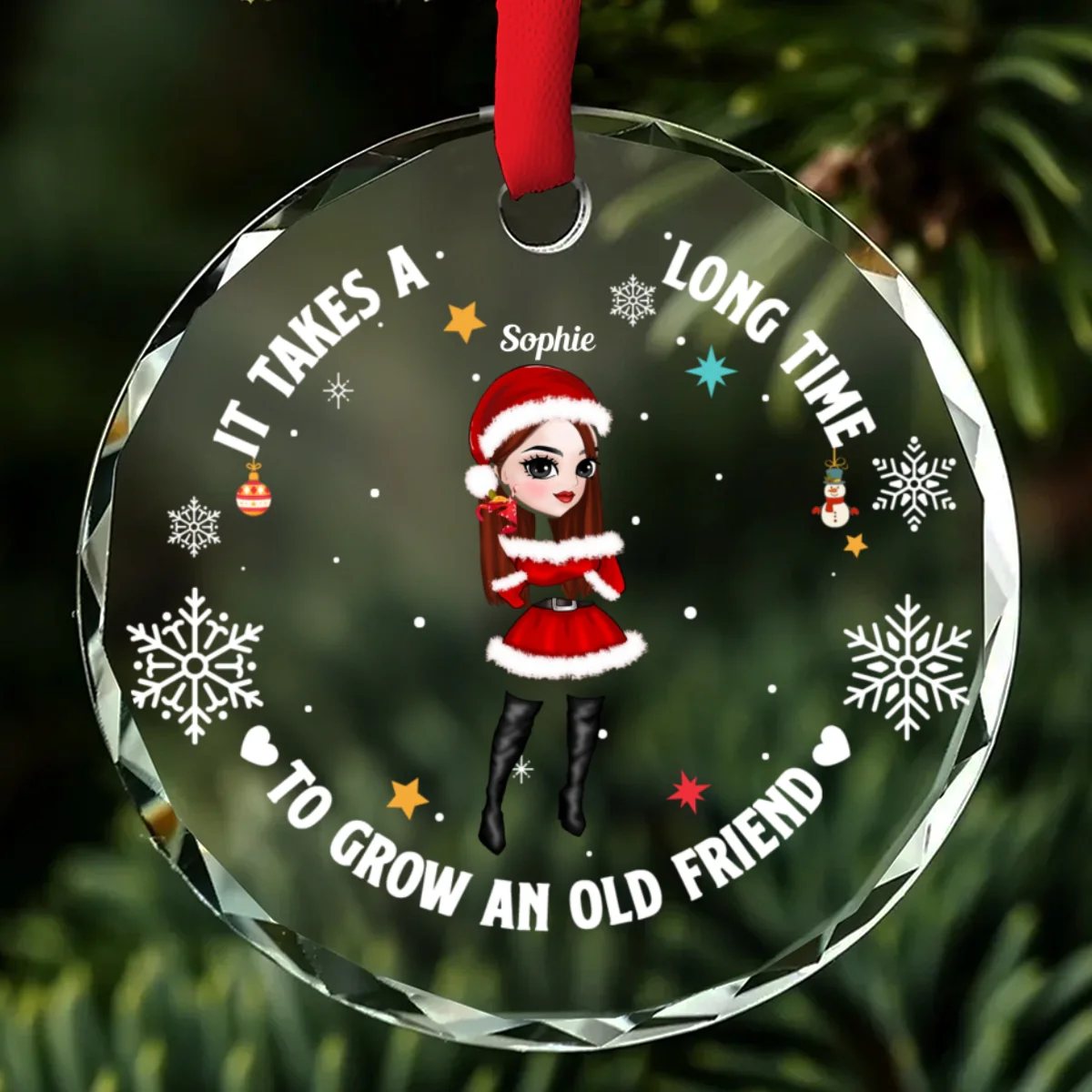 Besties Christmas - Personalized Custom Glass Ornament - Image 6