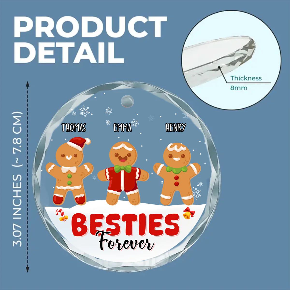 Besties Cookies - Personalized Custom Glass Ornament - Image 6