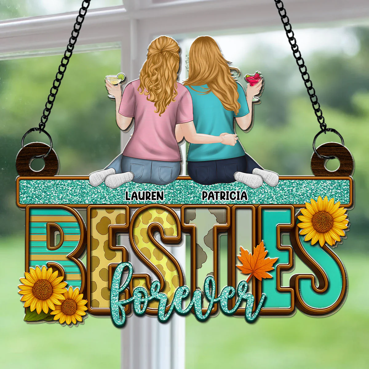Besties Fall Season - Personalized Custom Suncatcher
