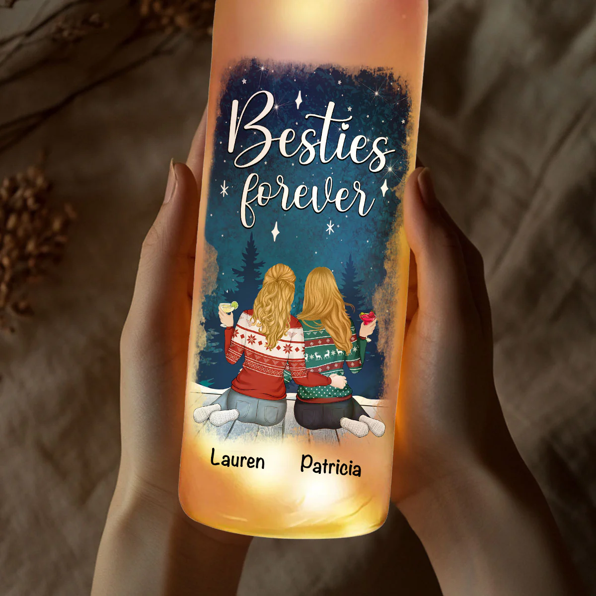 Besties For Life - Personalized Custom Bottle Lamp - Image 4