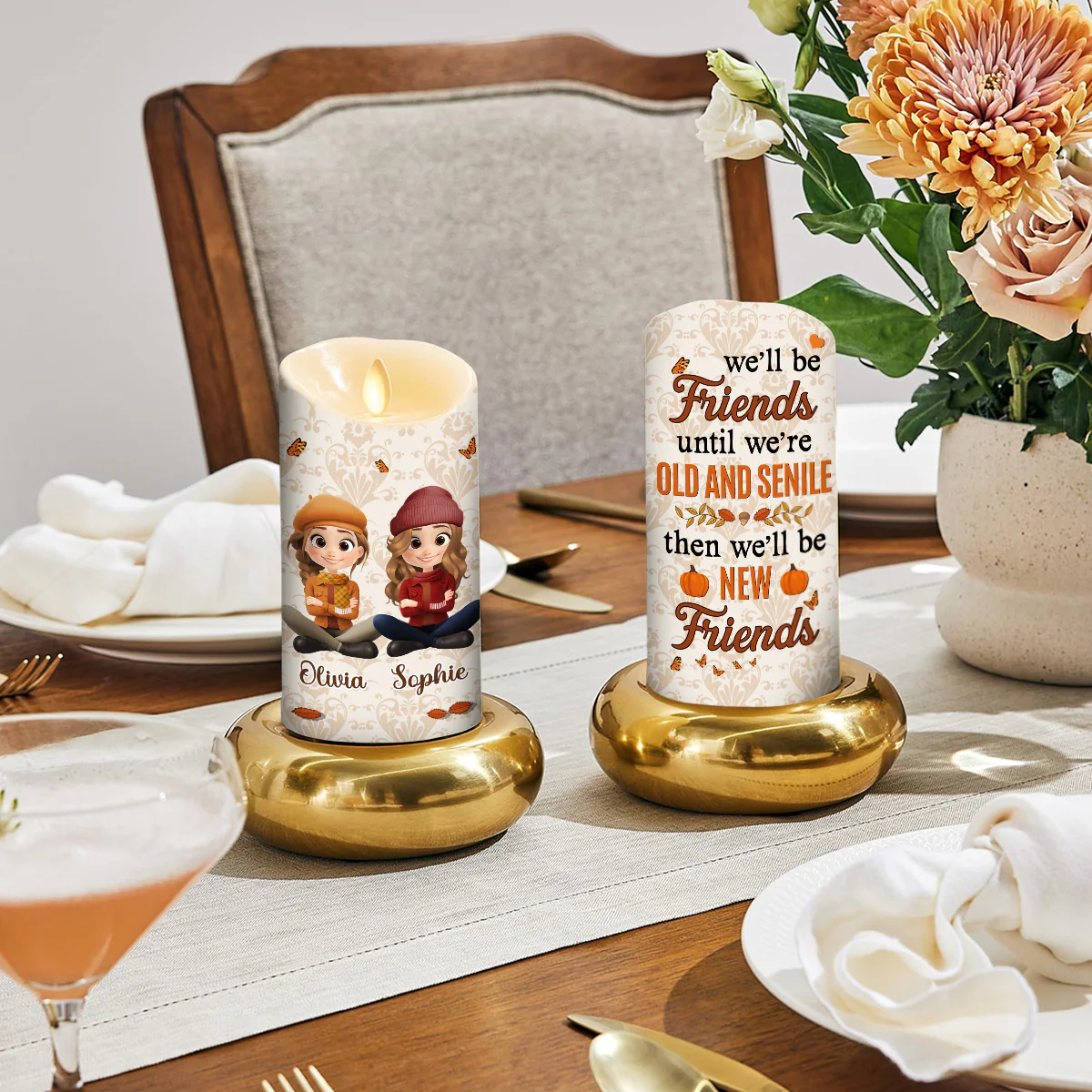 Besties For Life - Personalized Custom LED Candle - Image 3