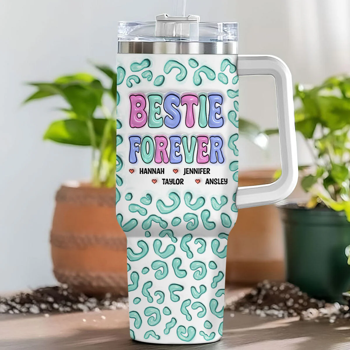 Besties For The Resties - Personalized Custom 3D Inflated Effect Printed 40 Oz Tumbler - Image 3