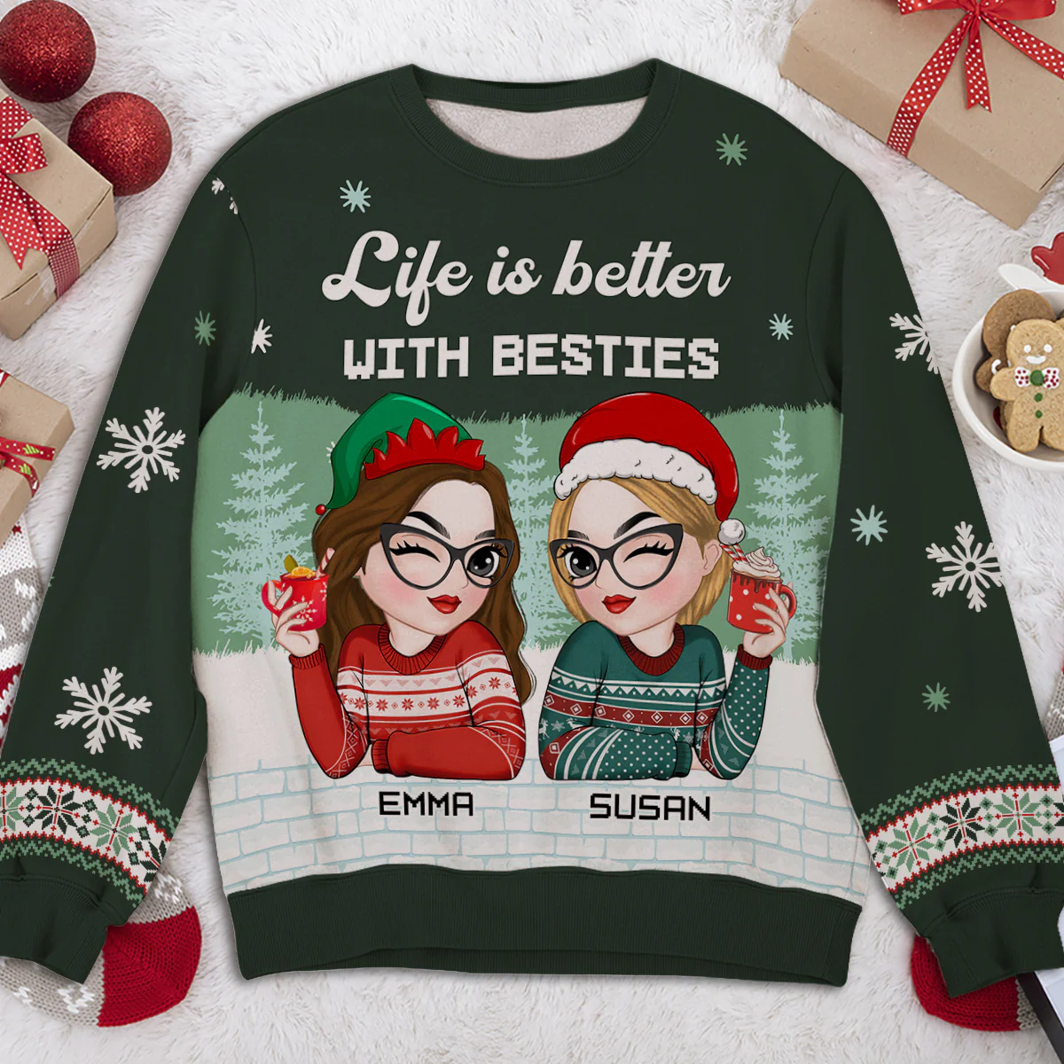 Besties Forever 2024 - Personalized Custom All-Over-Print Sweatshirt - Image 4