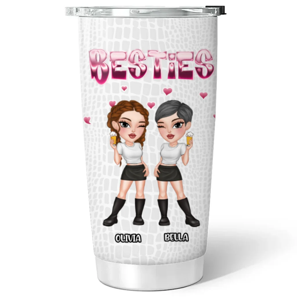 Besties Forever Crocodile Leather - Personalized Custom Tumbler - Image 5