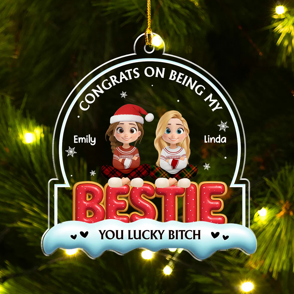 Besties Forever Ever - Personalized Custom Acrylic Ornament - Image 2