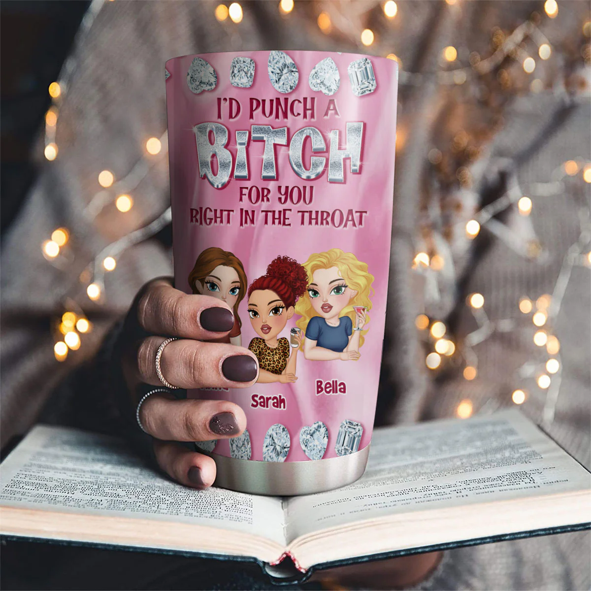 Besties Forever Gemstones - Personalized Custom Tumbler - Image 2