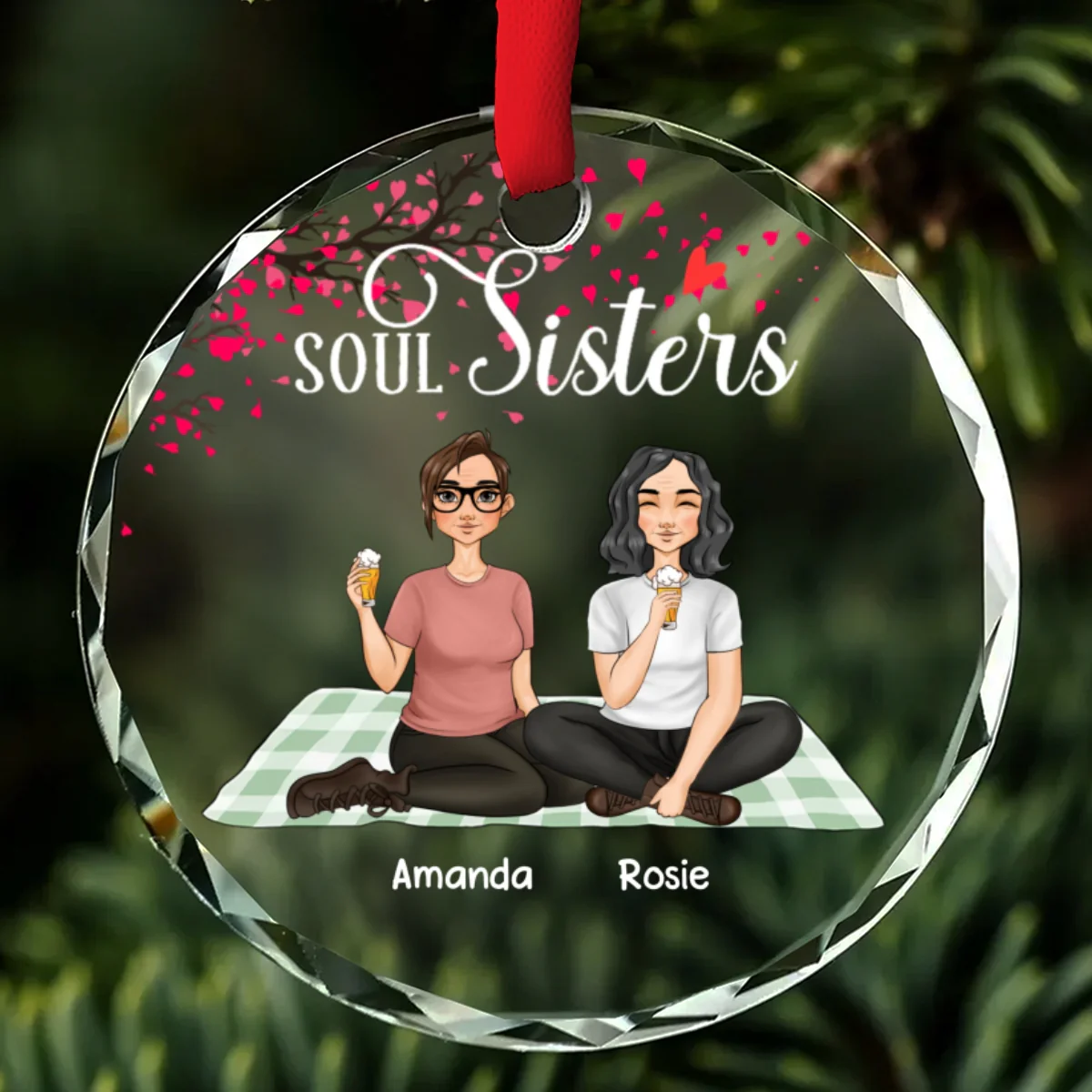 Besties Forever - Limited Version - Personalized Custom Glass Ornament - Image 5