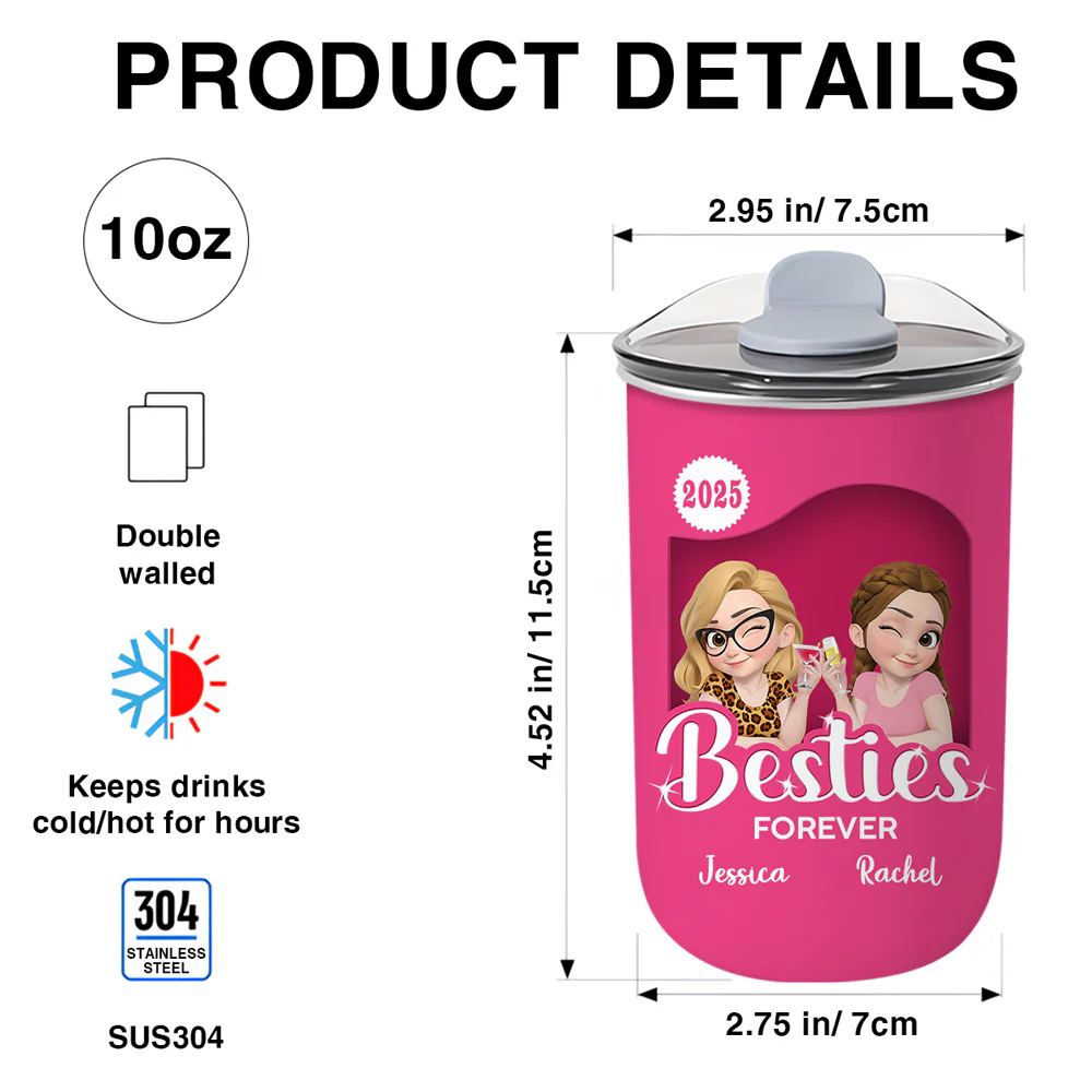 Besties Forever - Personalized Custom 10oz Tumbler - Image 5