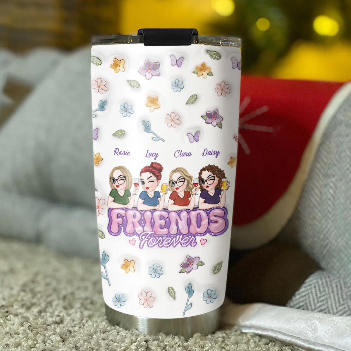Besties Forever - Personalized Custom 3D Inflated Effect Tumbler - Image 3