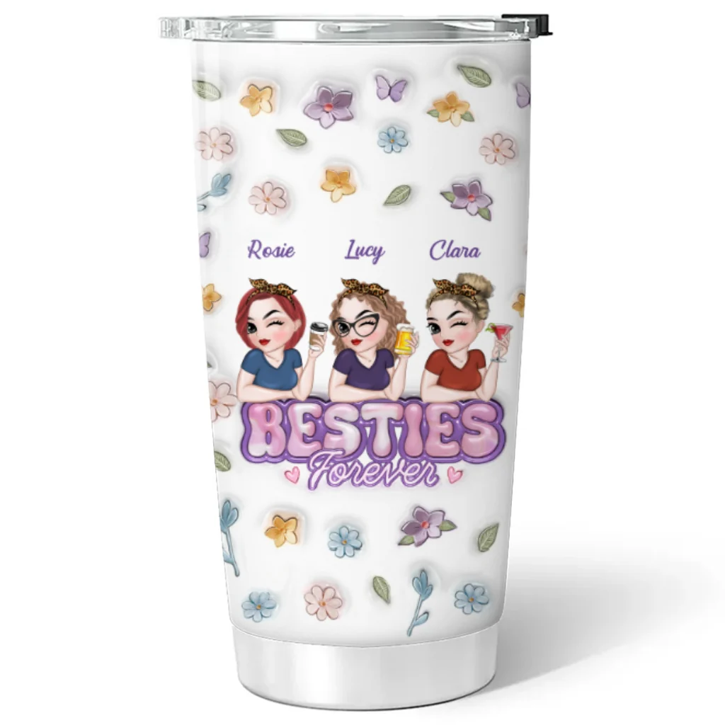 Besties Forever - Personalized Custom 3D Inflated Effect Tumbler - Image 5