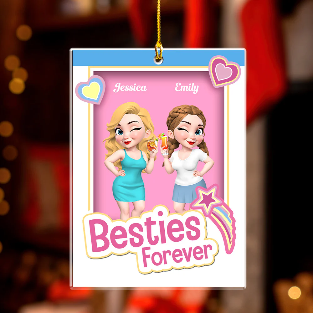 Besties Forever - Personalized Custom Acrylic Ornament - Image 3