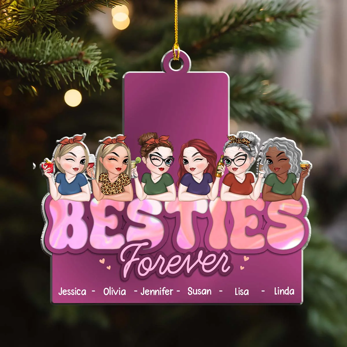 Besties Forever - Personalized Custom Acrylic Ornament - Image 4