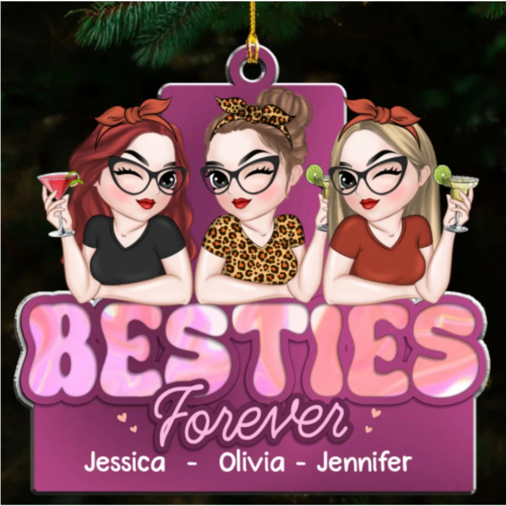 Besties Forever - Personalized Custom Acrylic Ornament - Image 5