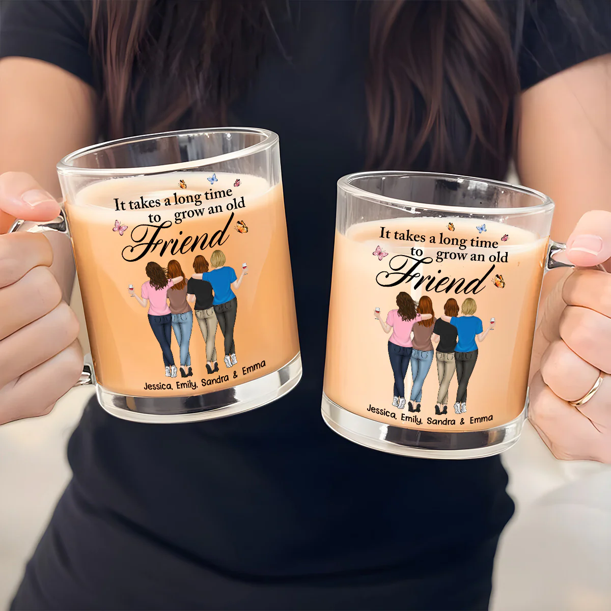 Besties Forever - Personalized Custom Glass Mug - Image 5