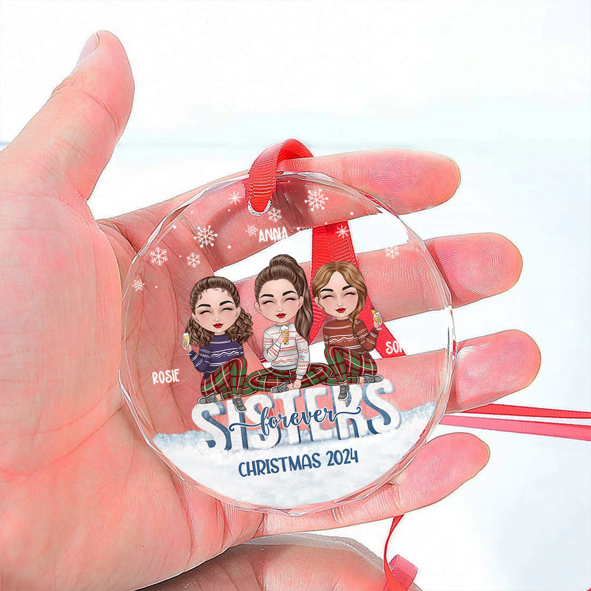 Besties Forever - Personalized Custom Glass Ornament - Image 2