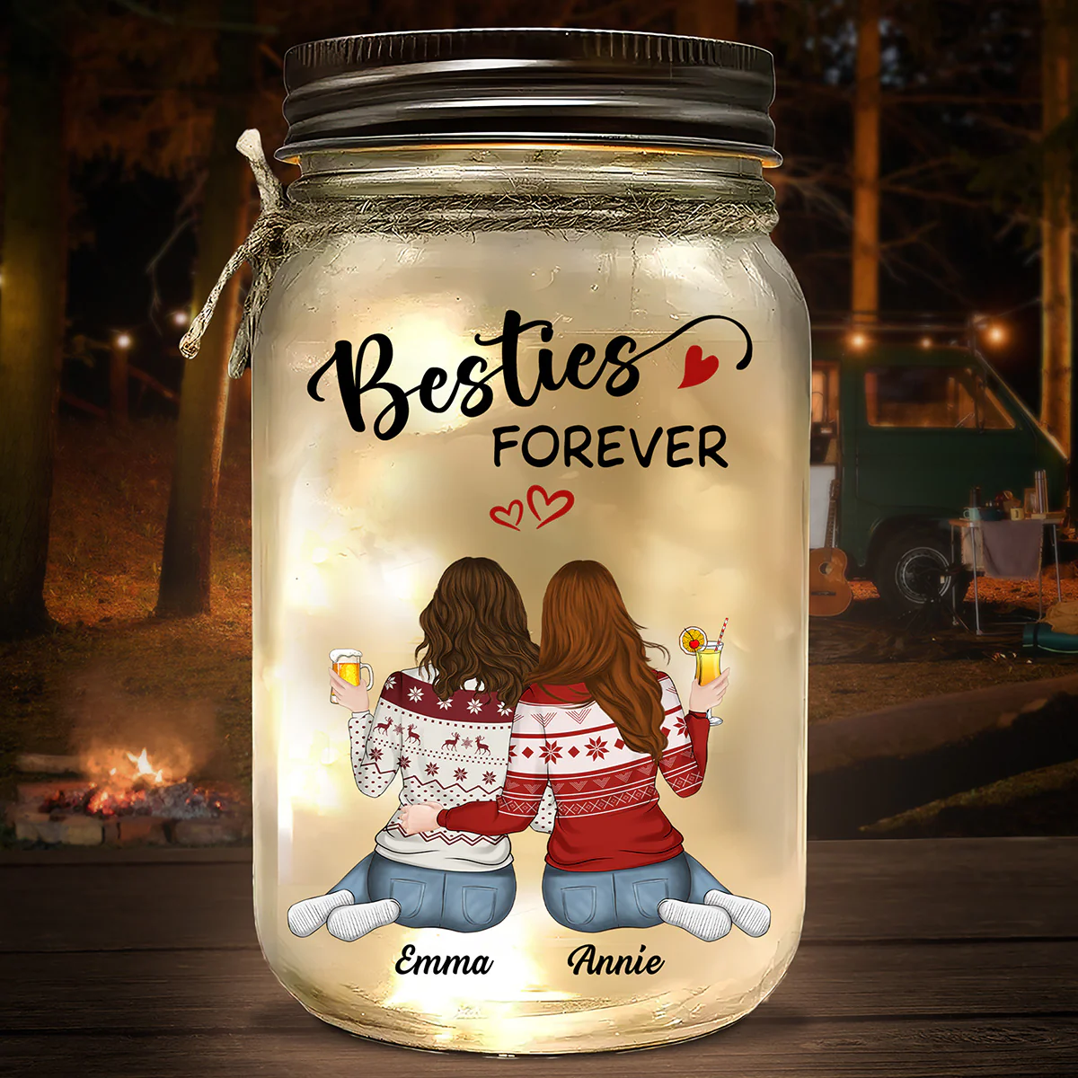Besties Forever - Personalized Custom Mason Jar Light - Image 2