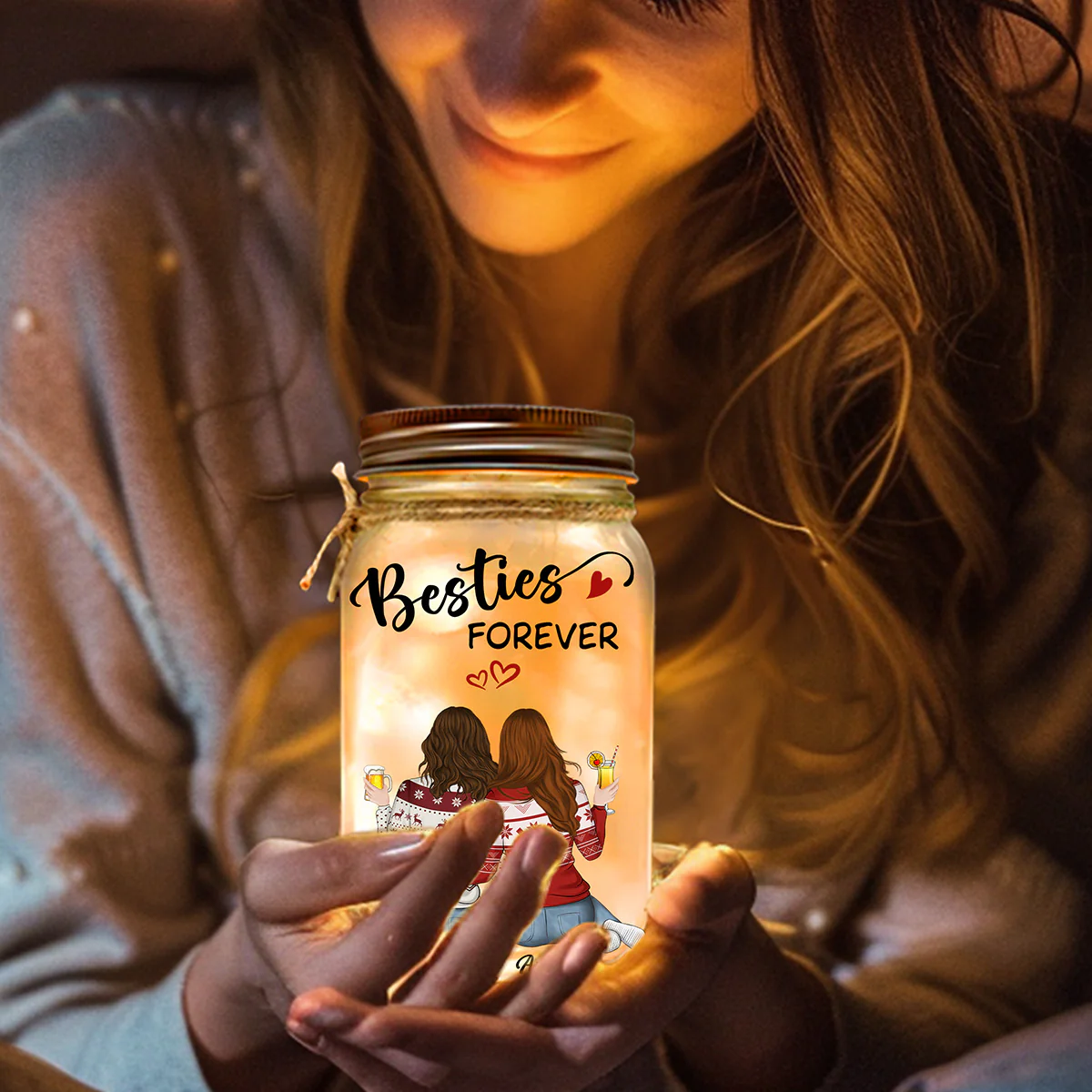 Besties Forever - Personalized Custom Mason Jar Light - Image 5