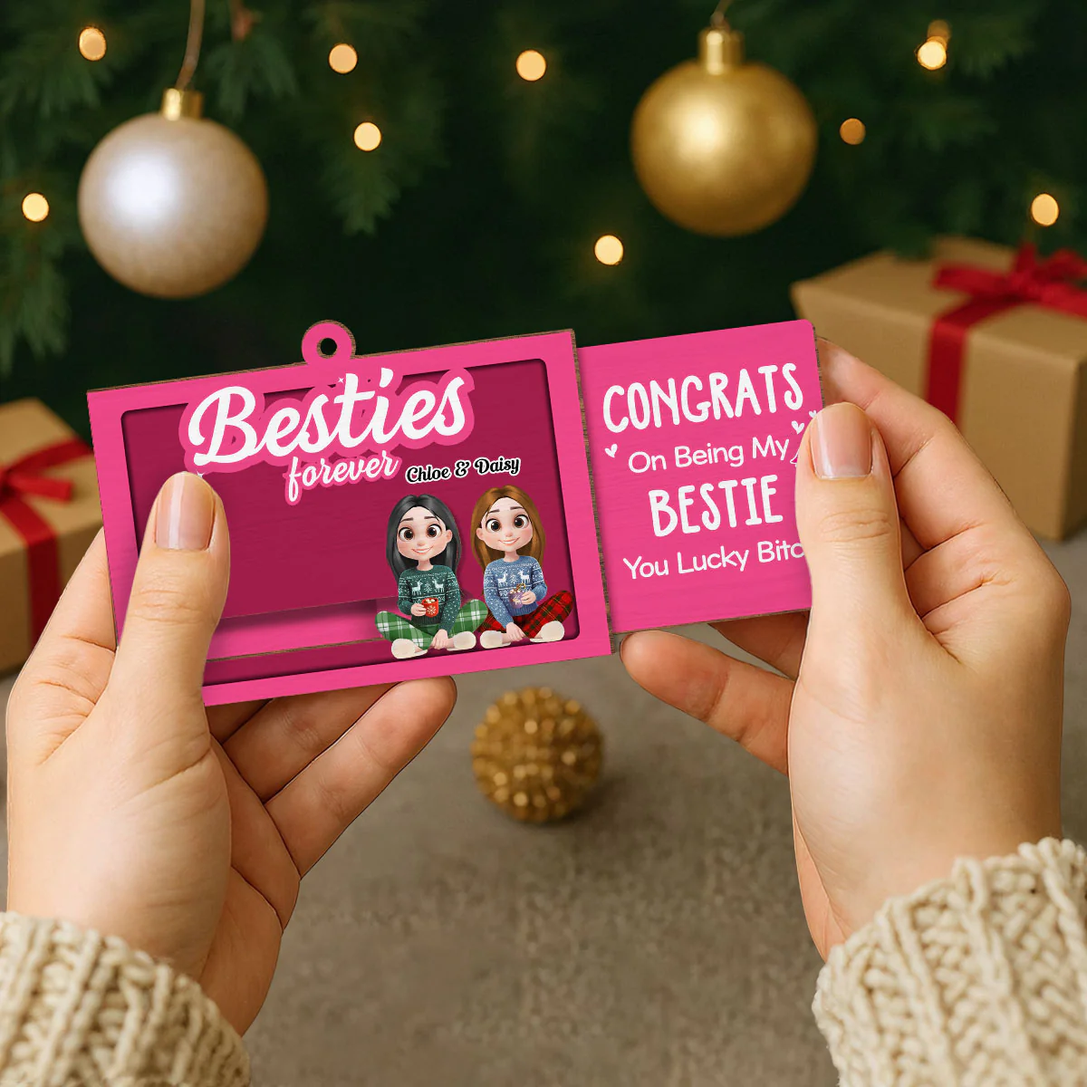 Besties Forever - Personalized Custom Slide Ornament - Image 2