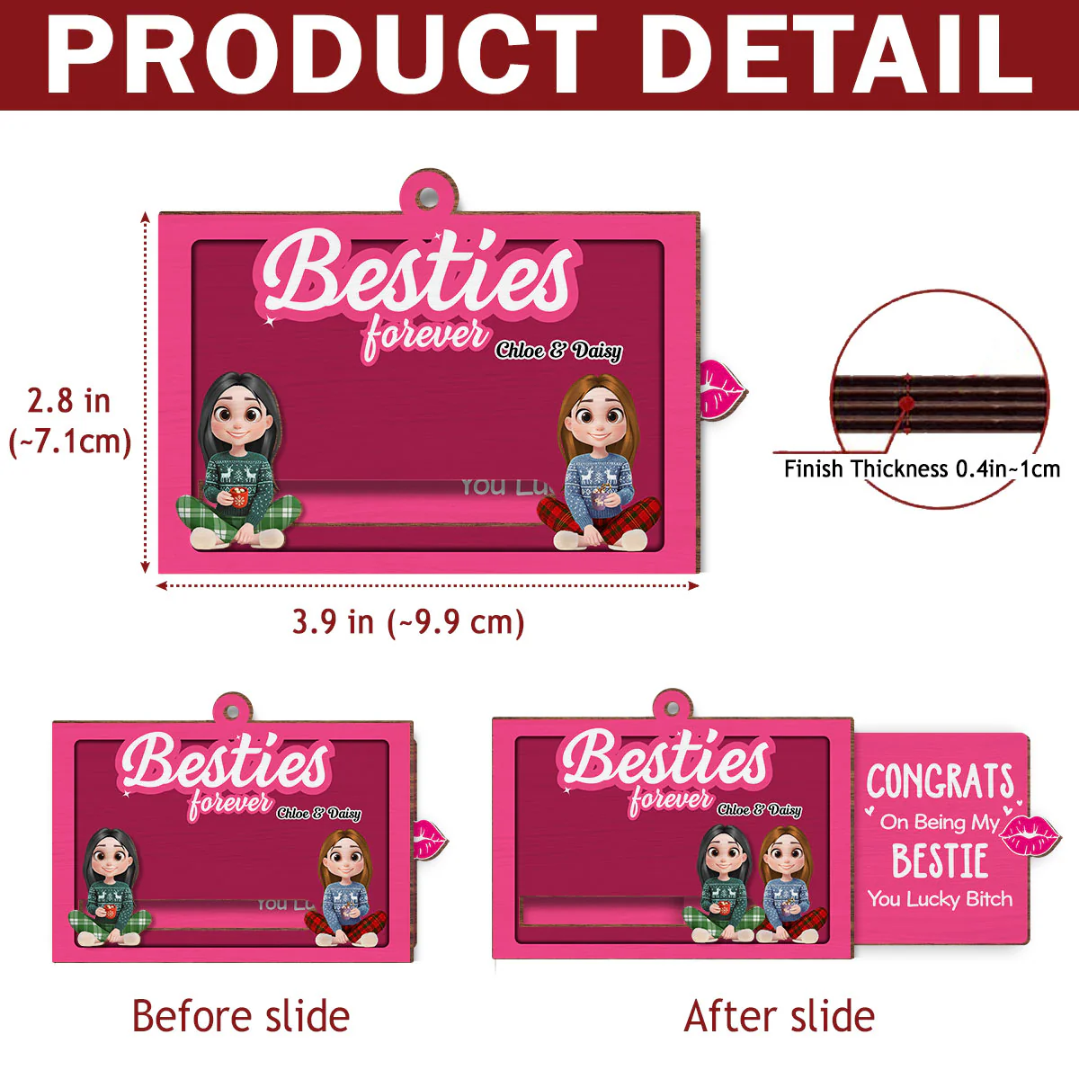 Besties Forever - Personalized Custom Slide Ornament - Image 5