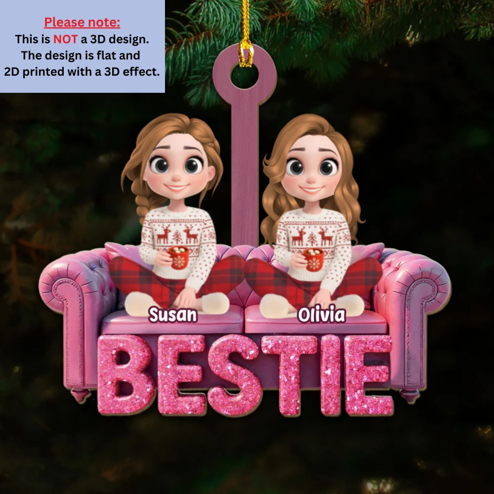 Besties Forever - Personalized Custom Wood Ornament - Image 5