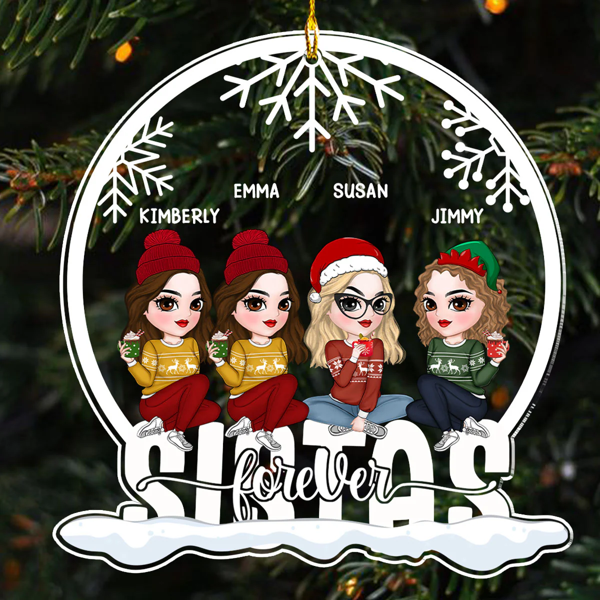 Besties Forever Version 2 - Personalized Custom Acrylic Ornament - Image 3