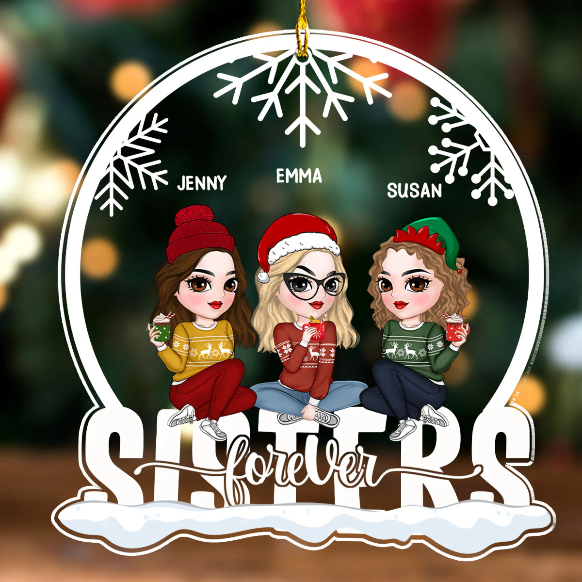 Besties Forever Version 2 - Personalized Custom Acrylic Ornament - Image 4