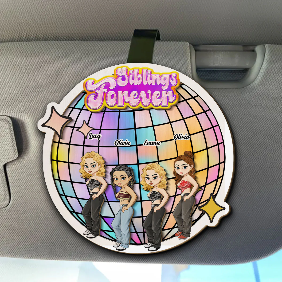 Besties Forever Version 3 - Personalized Custom Car Visor Clip - Image 3