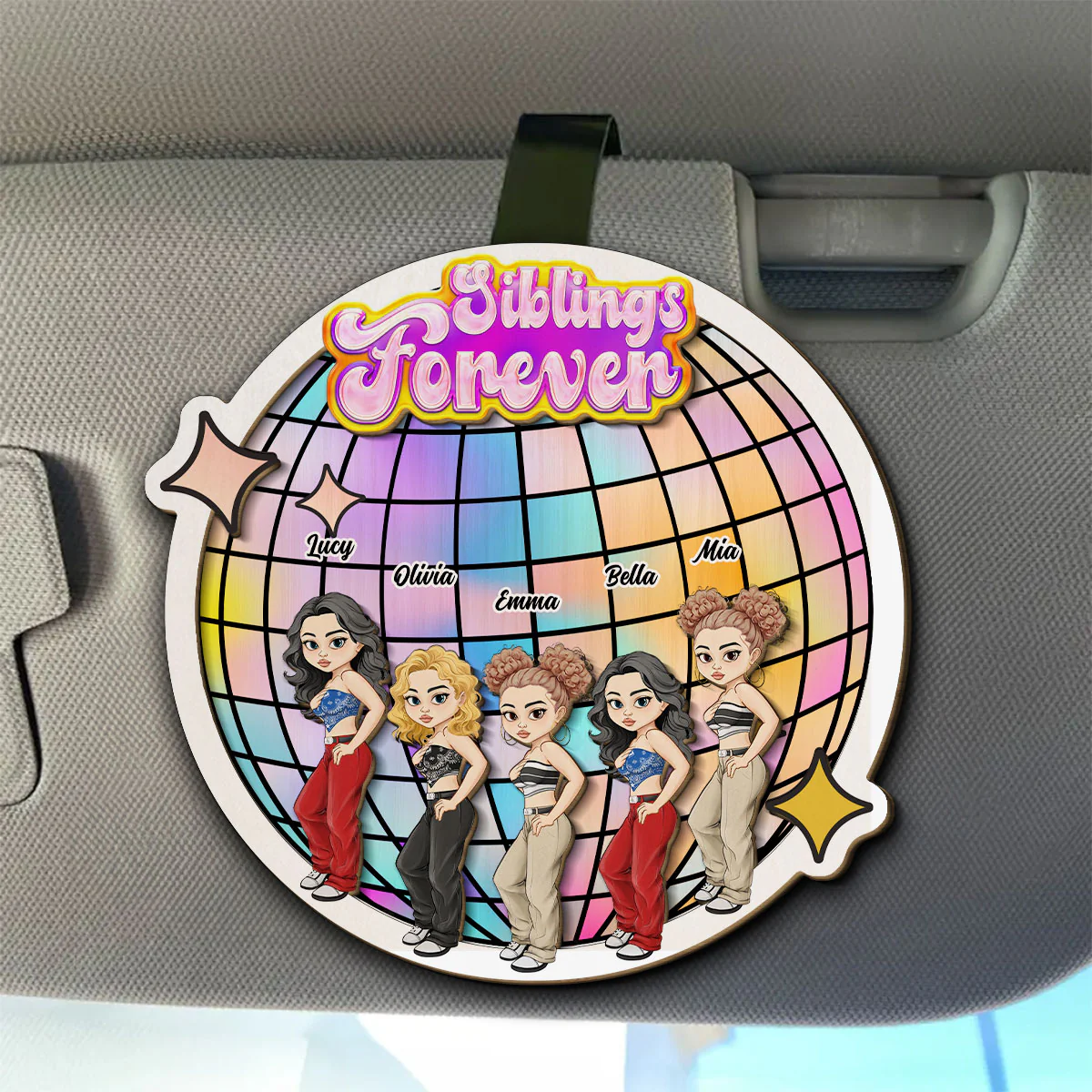 Besties Forever Version 3 - Personalized Custom Car Visor Clip - Image 4