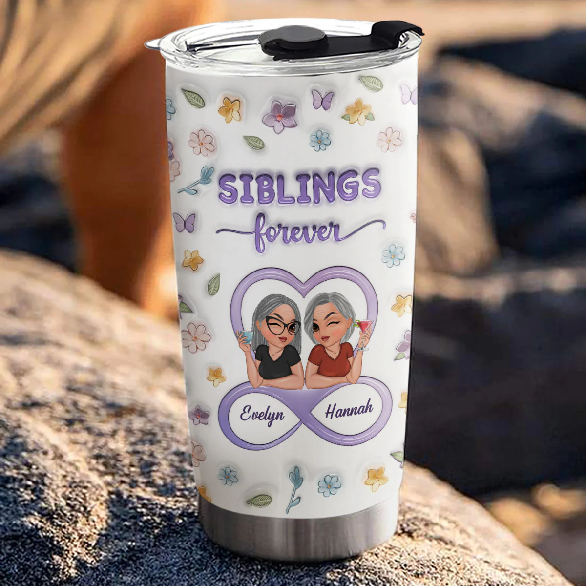 Besties Forever Version 3 - Personalized Custom 3D Inflated Effect Tumbler - Image 3