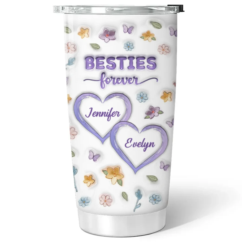Besties Forever Version 4 - Personalized Custom 3D Inflated Effect Tumbler - Image 5