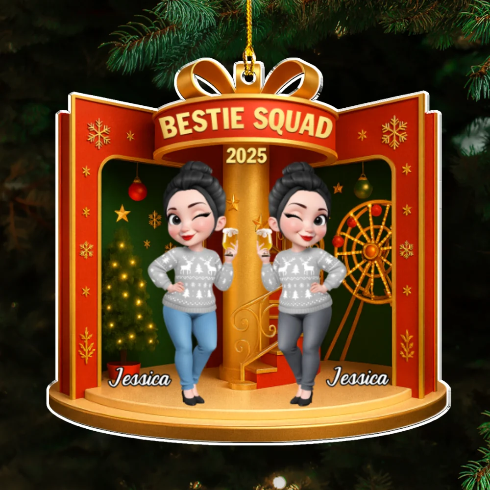 Besties In The Dollhouse - Personalized Custom Acrylic Ornament - Image 7
