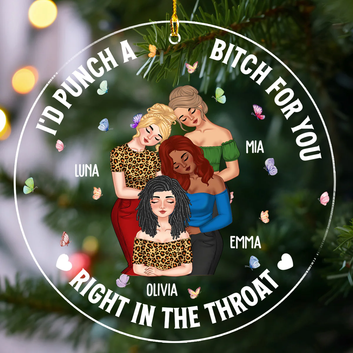 Besties Lean On Shoulder - Personalized Custom Acrylic Ornament - Image 3