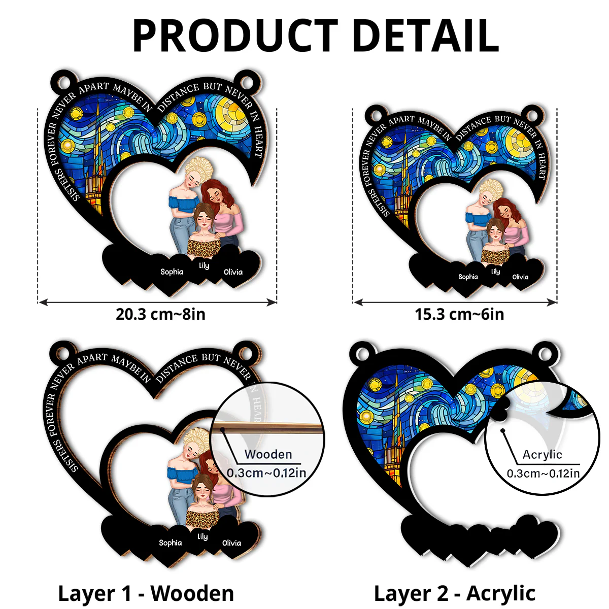 Besties Lean On Shoulder - Personalized Custom Suncatcher - Image 4