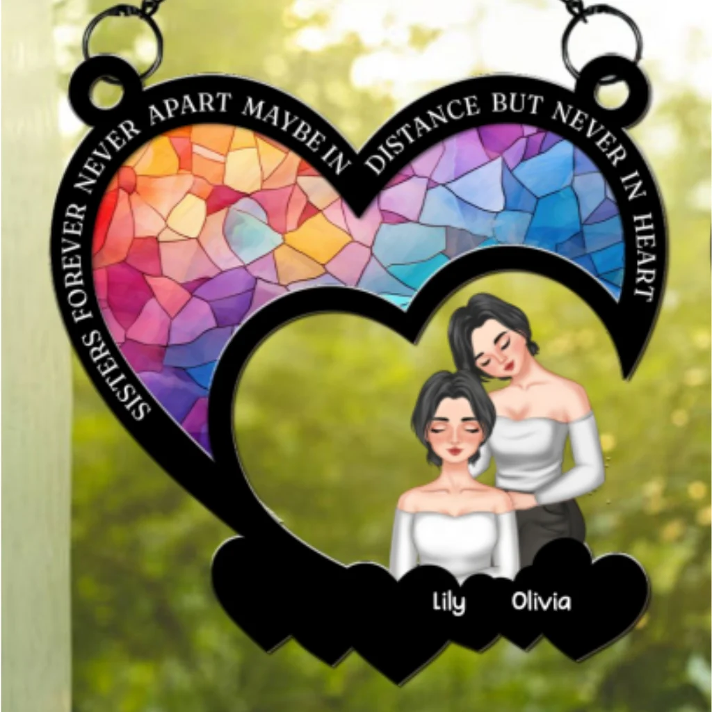 Besties Lean On Shoulder - Personalized Custom Suncatcher - Image 6