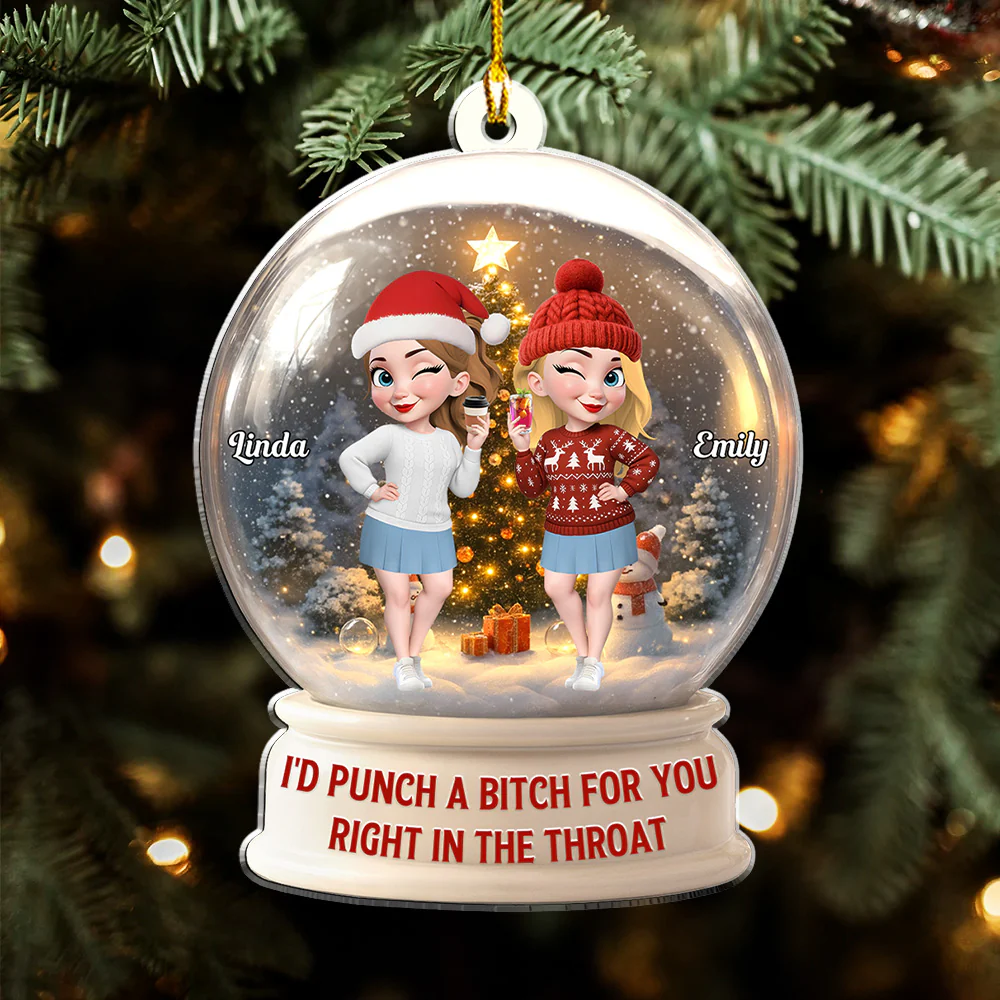 Besties Love Crystal Ball - Personalized Custom Acrylic Ornament