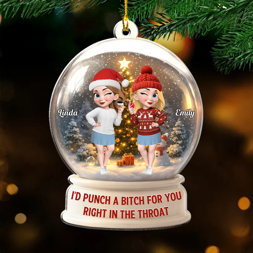 Besties Love Crystal Ball - Personalized Custom Acrylic Ornament - Image 3