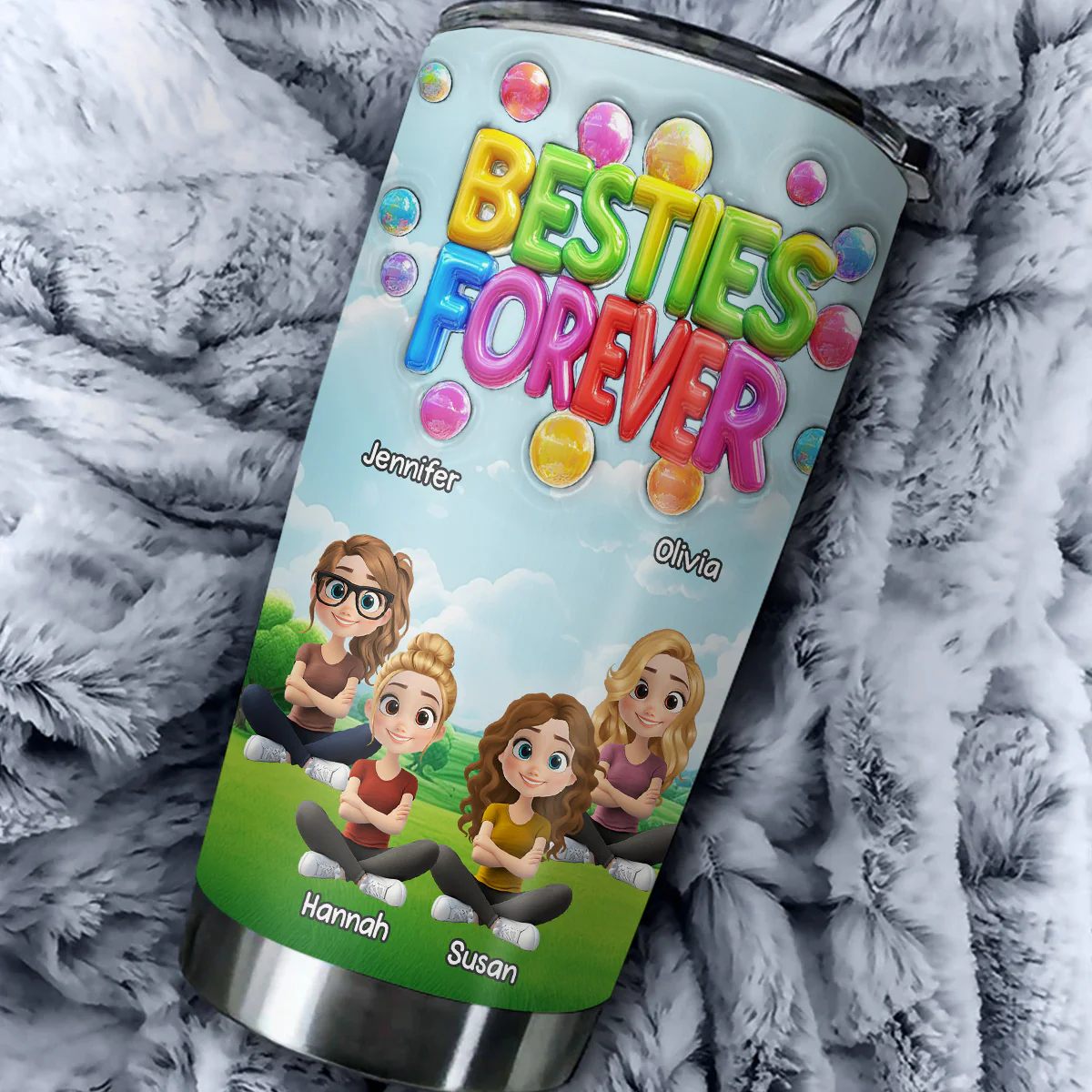 Besties Love Moments - Personalized Custom 3D Inflated Effect Tumbler - Image 4