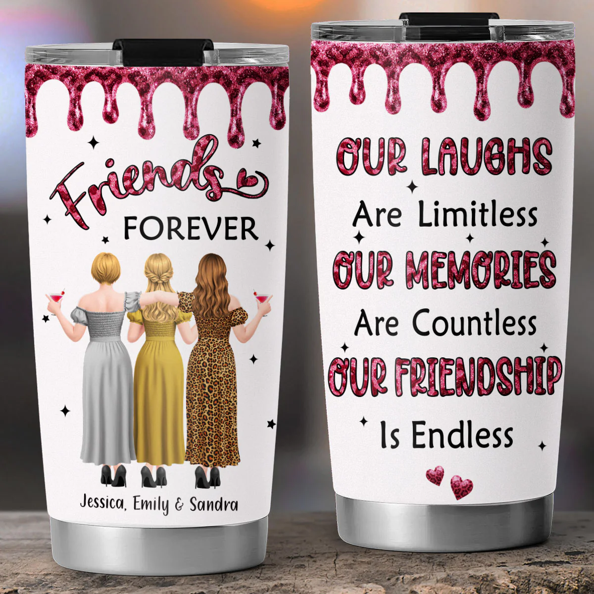 Besties Our friendship Is Endless - Personalized Custom Tumbler - Image 2