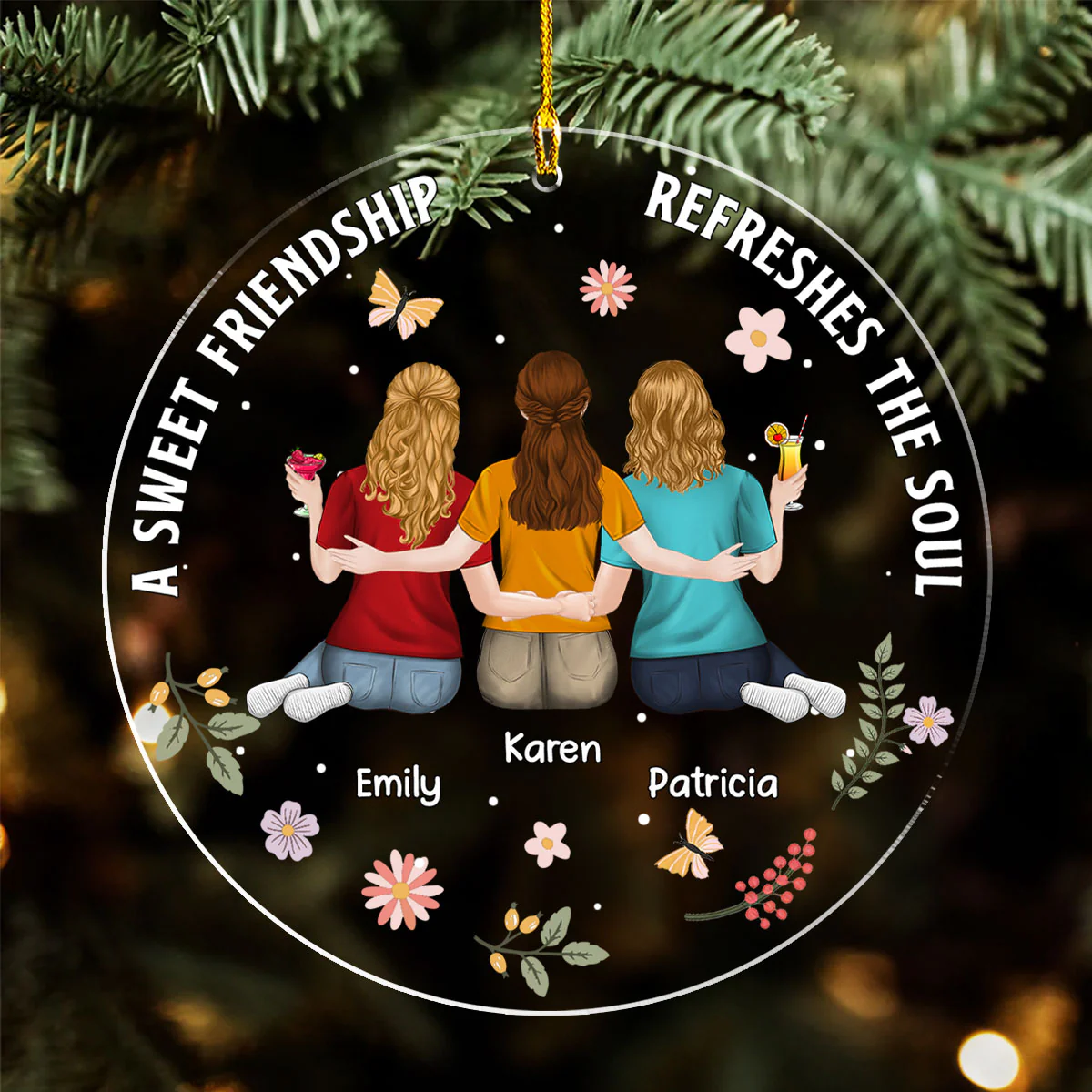 Besties Refresh The Soul - Personalized Custom Acrylic Ornament - Image 4