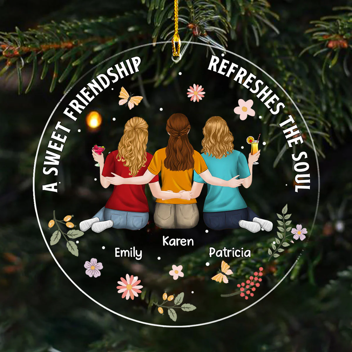 Besties Refresh The Soul - Personalized Custom Acrylic Ornament - Image 5