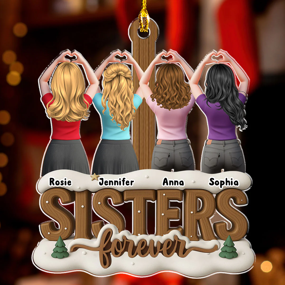 Besties Since Forever Ver 2 - Personalized Custom 3D Effect Acrylic Ornament - Image 3