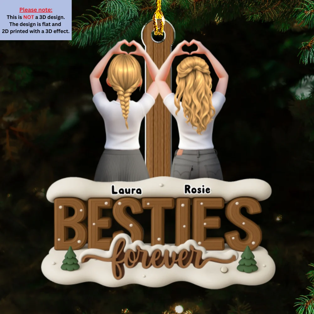 Besties Since Forever Ver 2 - Personalized Custom 3D Effect Acrylic Ornament - Image 6