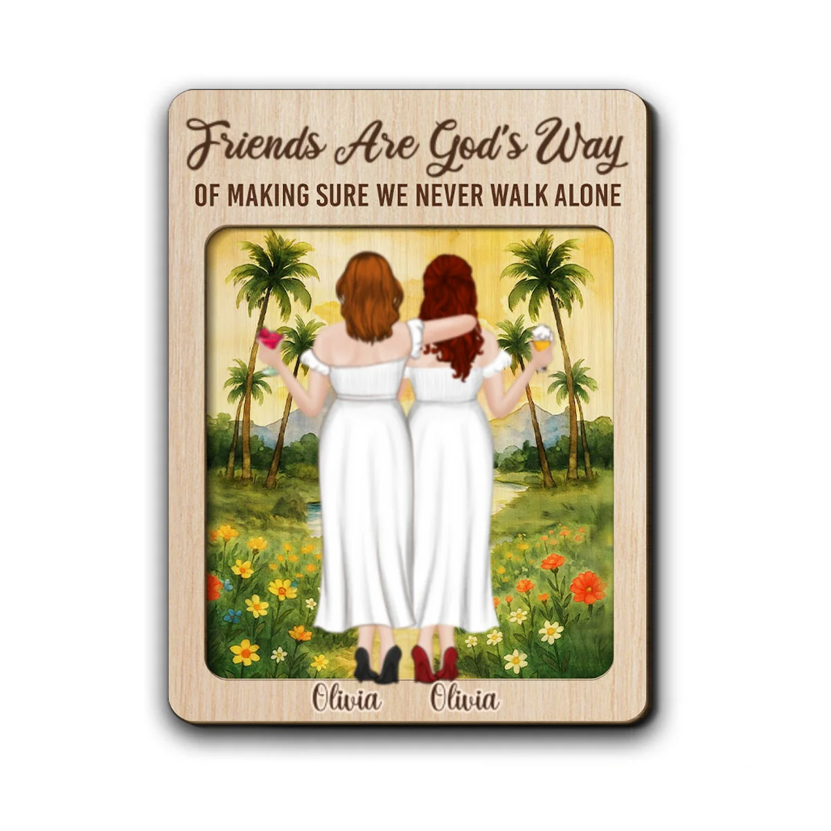 Besties Sisters Never Walk Alone - Personalized Custom Car Visor Clip - Image 5