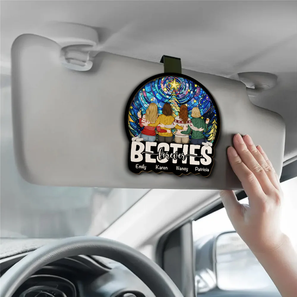 Besties Sitting Christmas - Personalized Custom Car Visor Clip - Image 2