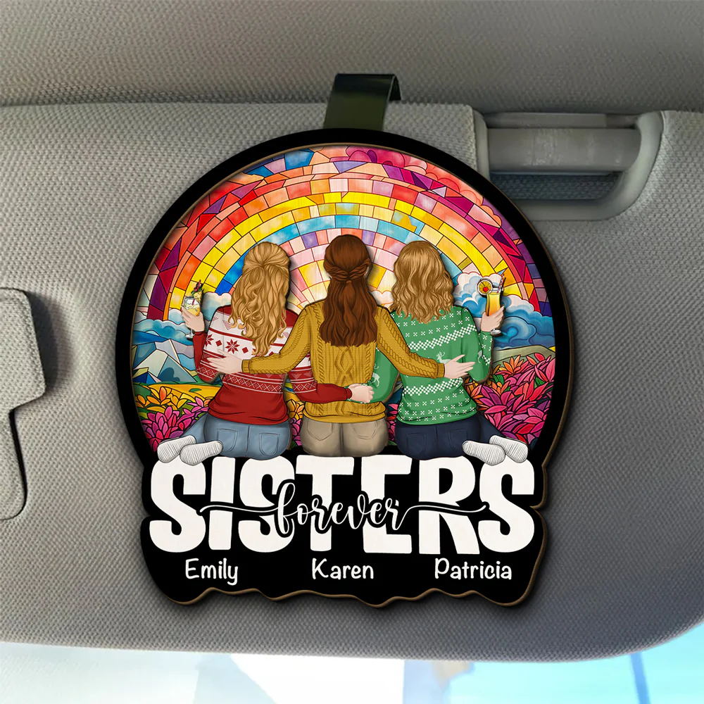 Besties Sitting Christmas - Personalized Custom Car Visor Clip - Image 4