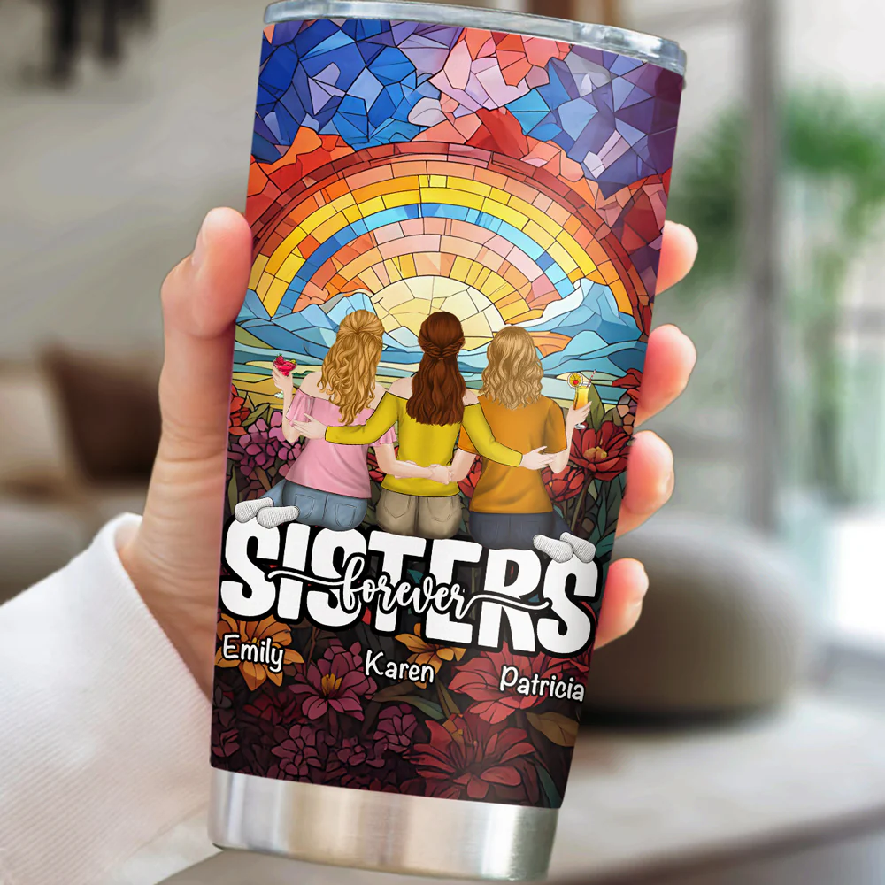 Besties Sitting Together - Personalized Custom Tumbler - Image 3