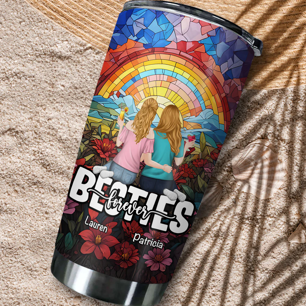 Besties Sitting Together - Personalized Custom Tumbler - Image 4
