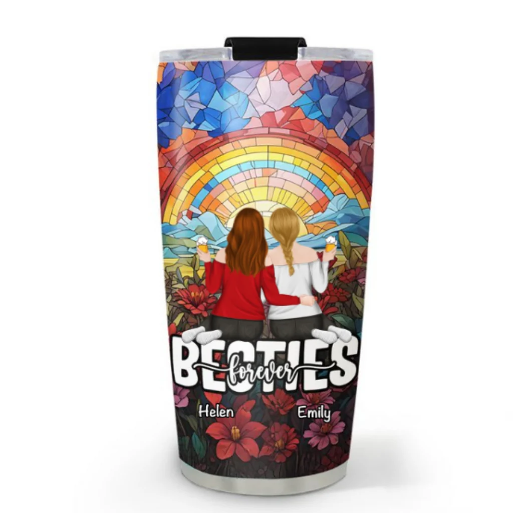 Besties Sitting Together - Personalized Custom Tumbler - Image 6